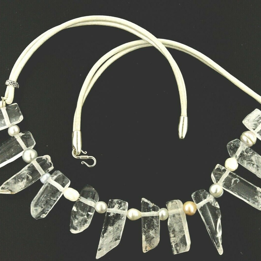 BRIDAL Quartz Points Icicle Necklace